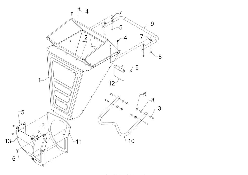 Shredder Hopper Diagram and Parts List for CS2210 (24A41M4710)(2017) Cub Cadet Chipper Shredder